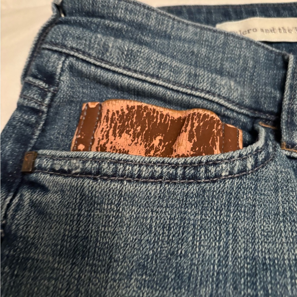 Pilcro Blue Patchwork Boot Cut Jeans - image 4